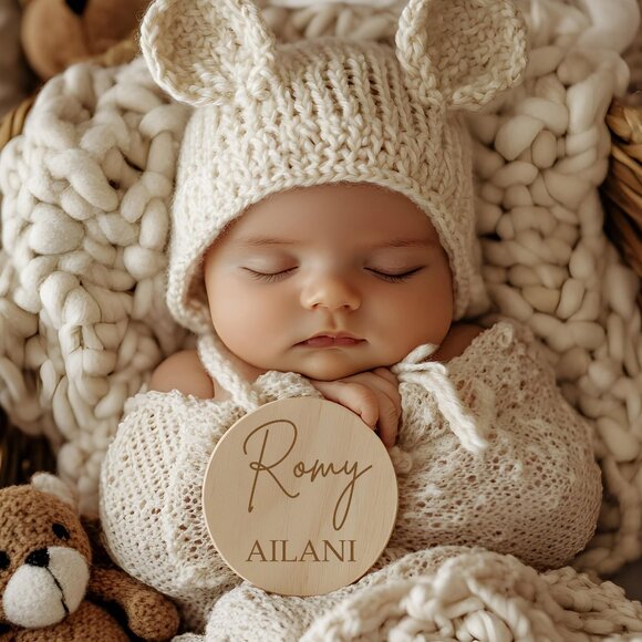 Personalized Baby Name Announcement, Engraved Wood Plaque, Photo Prop - Picture 3 of 5